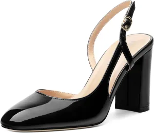 Womens Slingback Shoes Closed Round Toe High Heels Shoes Fashion Women's Pumps Shoes for Party Dress Wedding Office