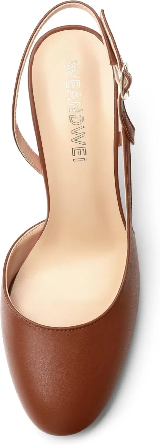 Womens Slingback Shoes Closed Round Toe High Heels Shoes Fashion Women's Pumps Shoes for Party Dress Wedding Office