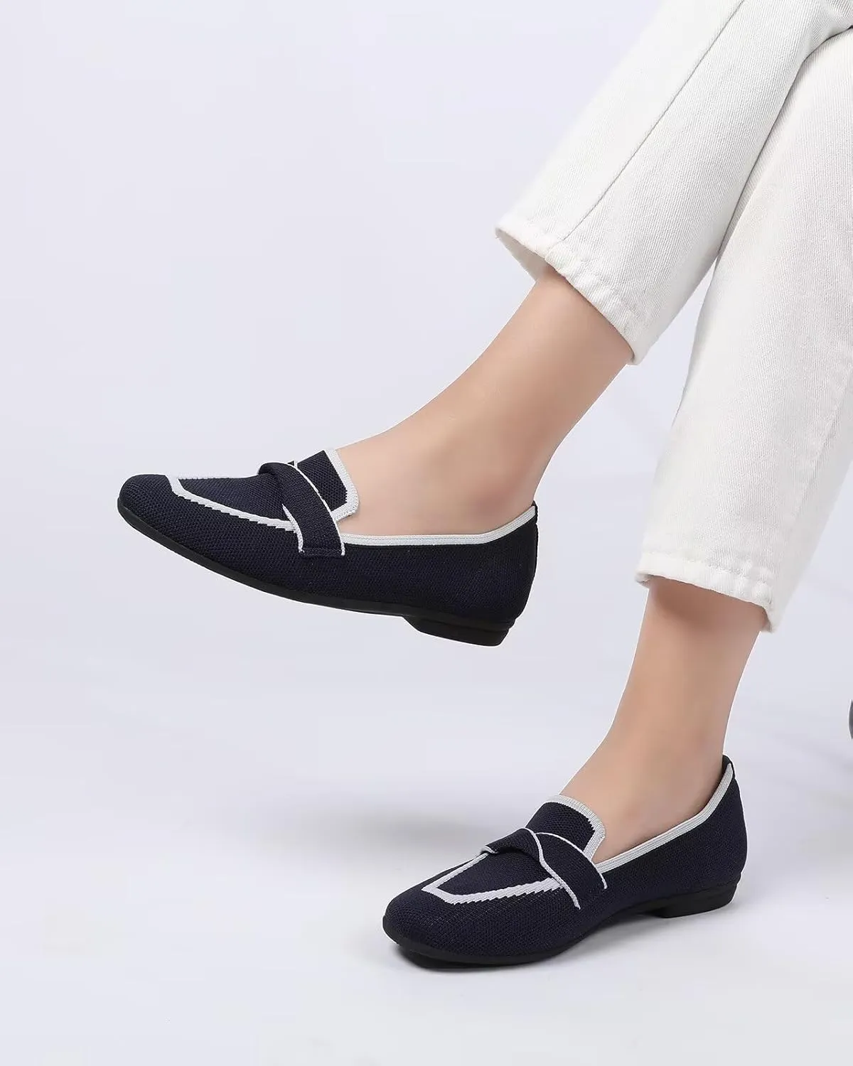 Women's Slip-on Loafer Soft Flats Comfort Knit Walking Office Work Penny Driving Dress Shoes
