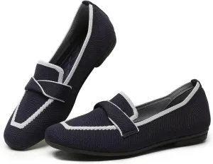 Women's Slip-on Loafer Soft Flats Comfort Knit Walking Office Work Penny Driving Dress Shoes