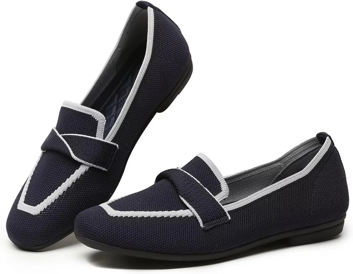 Women's Slip-on Loafer Soft Flats Comfort Knit Walking Office Work Penny Driving Dress Shoes