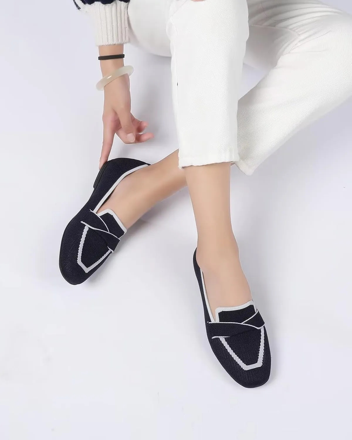 Women's Slip-on Loafer Soft Flats Comfort Knit Walking Office Work Penny Driving Dress Shoes
