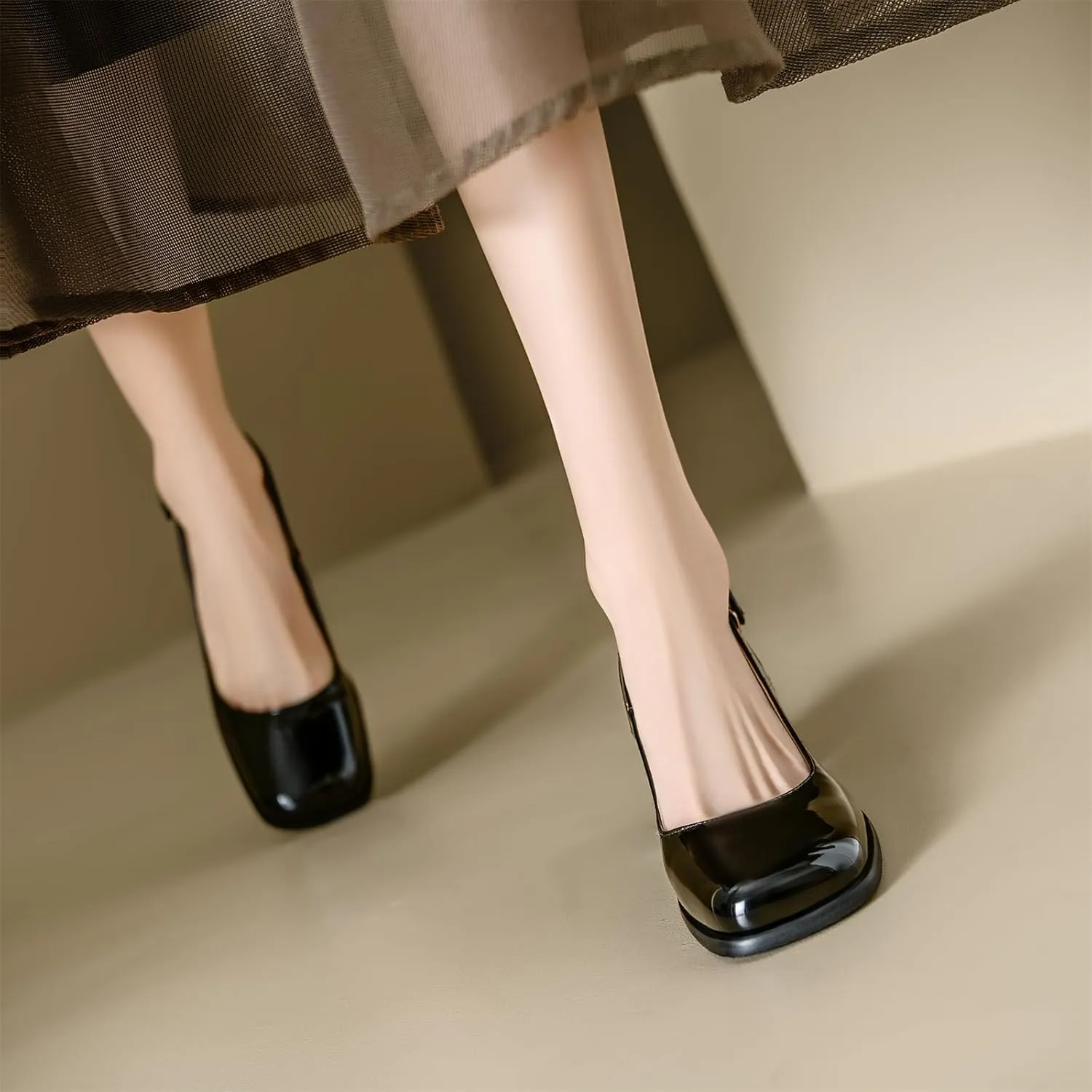 Women's Square Closed Toe Mary Jane Adjustable Buckle Chunky Mid Heels Slingback Classic Comfortable Cosplay Work Casual Dress Shoes Business Elegant Party Dating Daily Wear Pumps