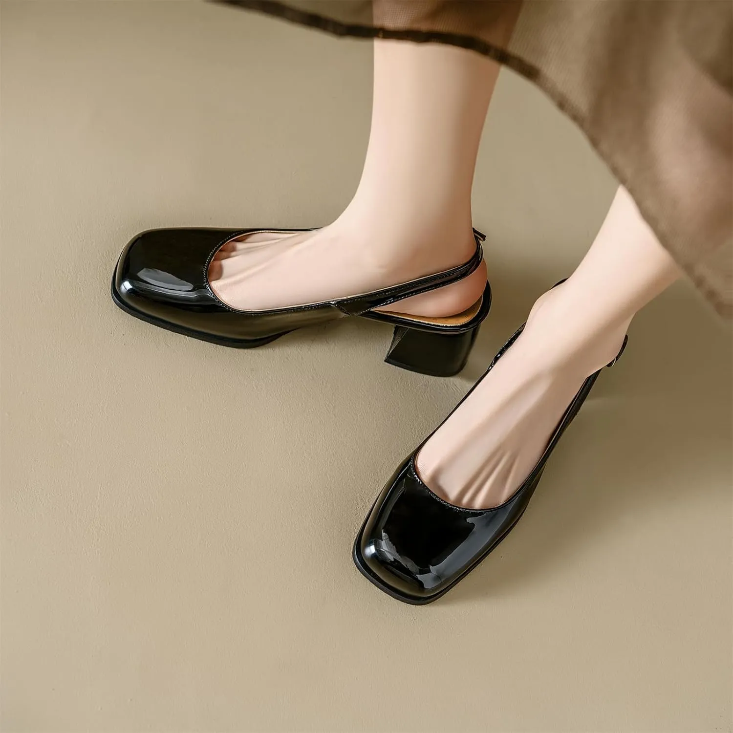 Women's Square Closed Toe Mary Jane Adjustable Buckle Chunky Mid Heels Slingback Classic Comfortable Cosplay Work Casual Dress Shoes Business Elegant Party Dating Daily Wear Pumps