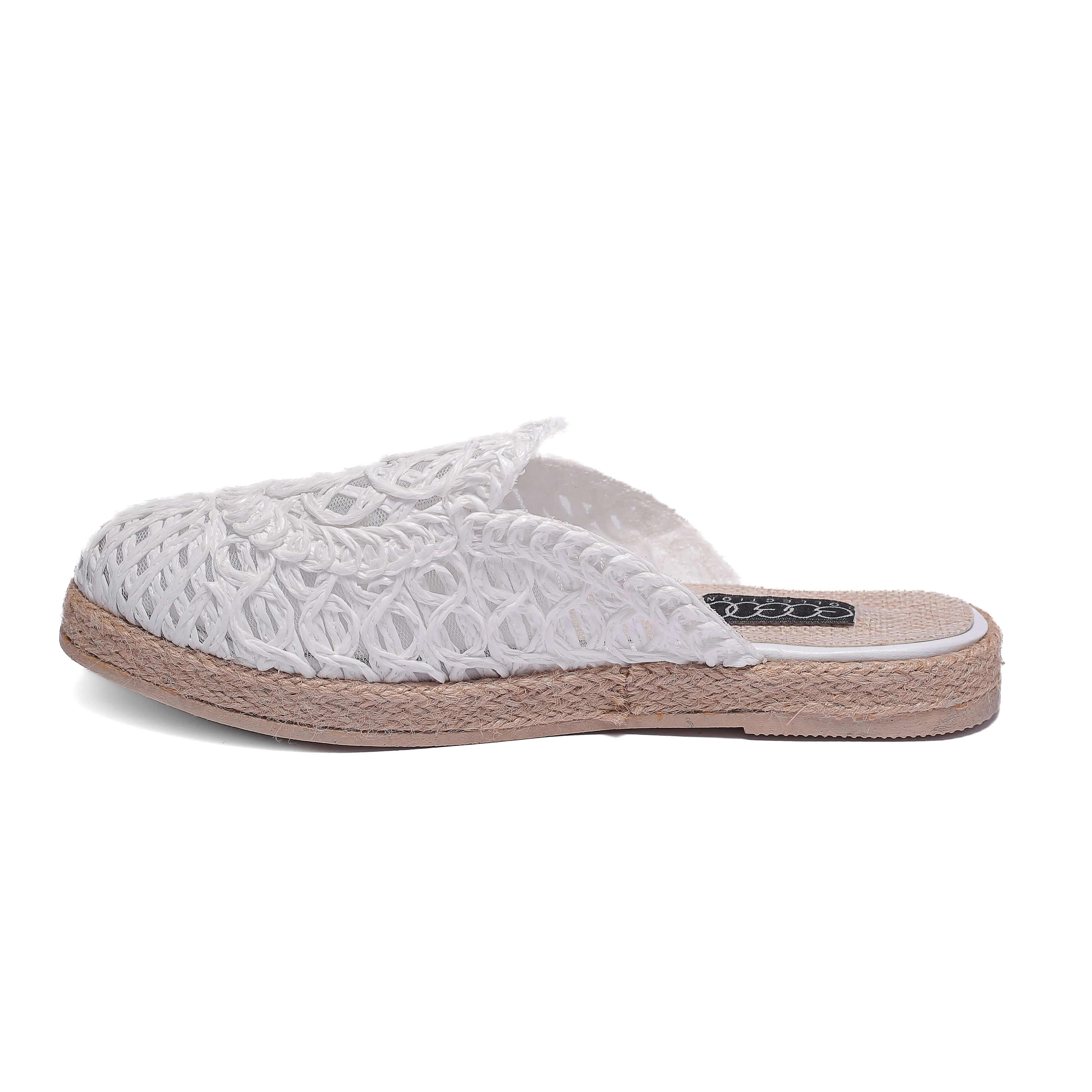 Women's White Crochet Slides – Handcrafted Comfort Slippers