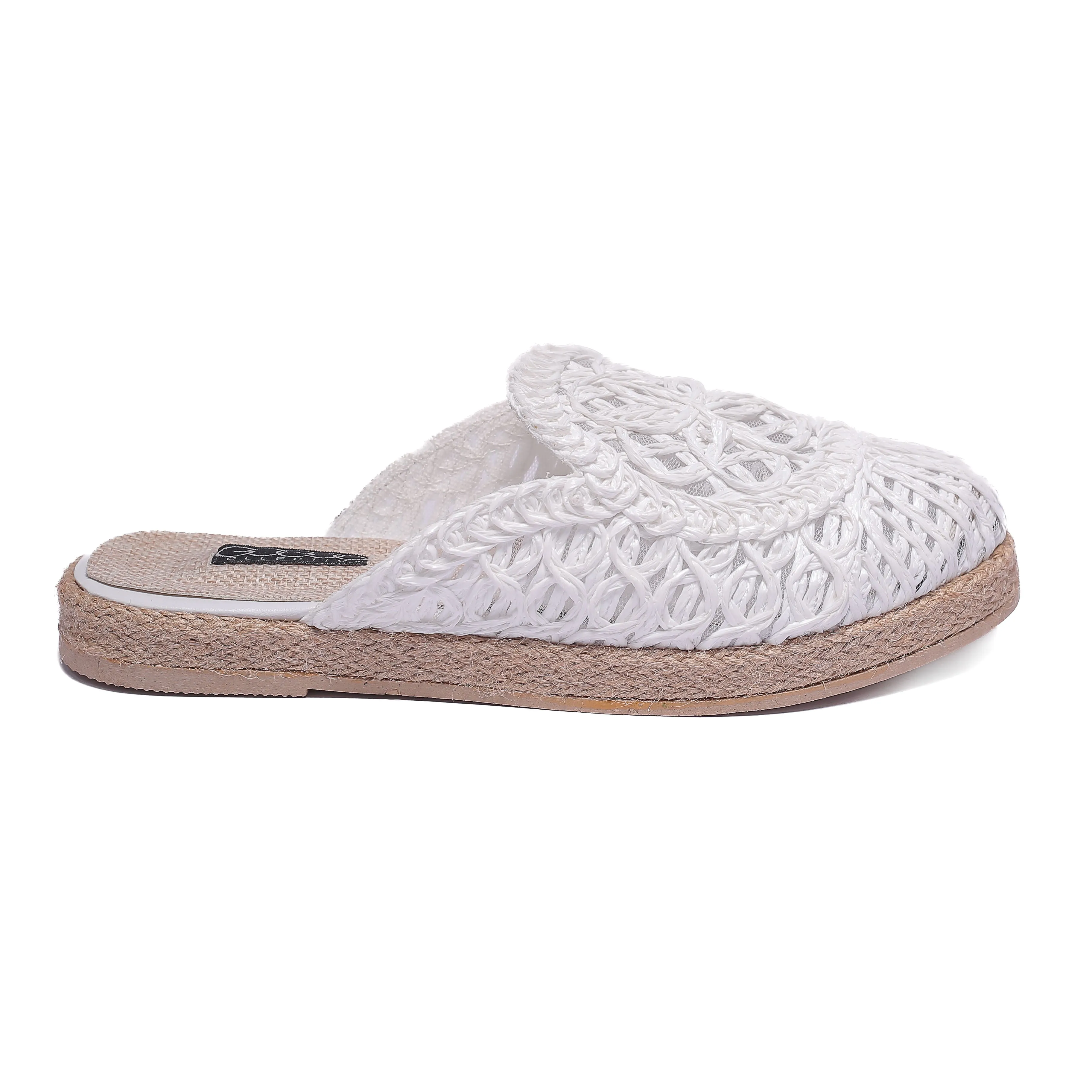 Women's White Crochet Slides – Handcrafted Comfort Slippers