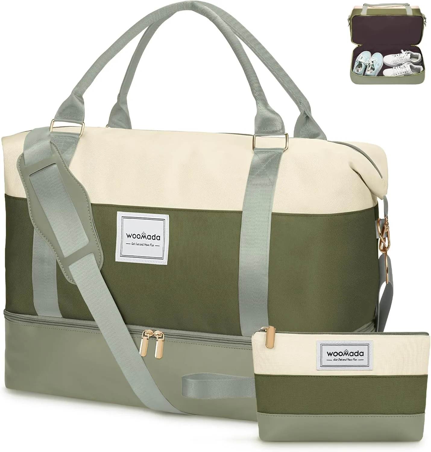 WOOMADA Weekender Bags for Women, Carry On Overnight Bag with Toiletry Bag, Personal Item Travel Duffel