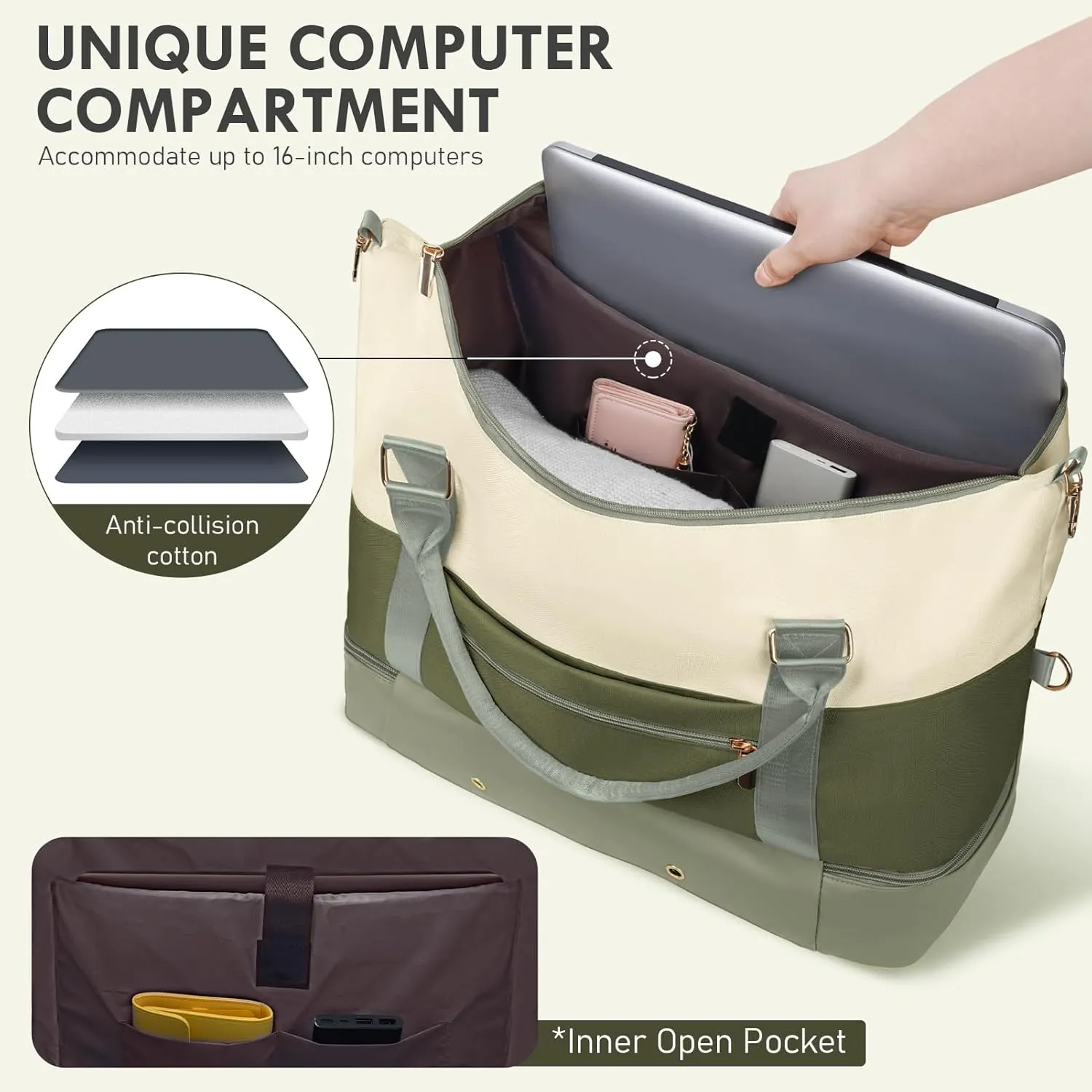 WOOMADA Weekender Bags for Women, Carry On Overnight Bag with Toiletry Bag, Personal Item Travel Duffel