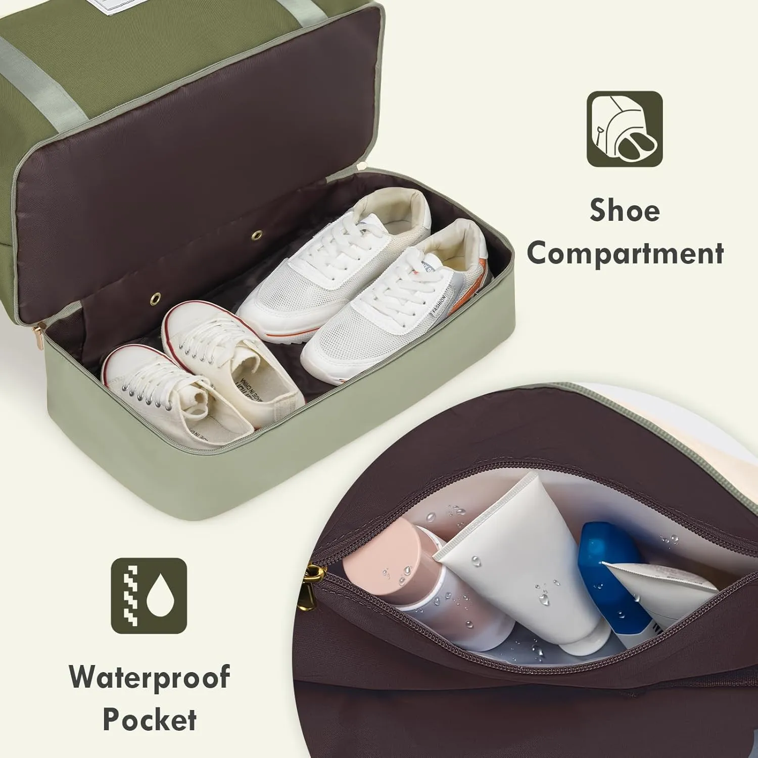 WOOMADA Weekender Bags for Women, Carry On Overnight Bag with Toiletry Bag, Personal Item Travel Duffel