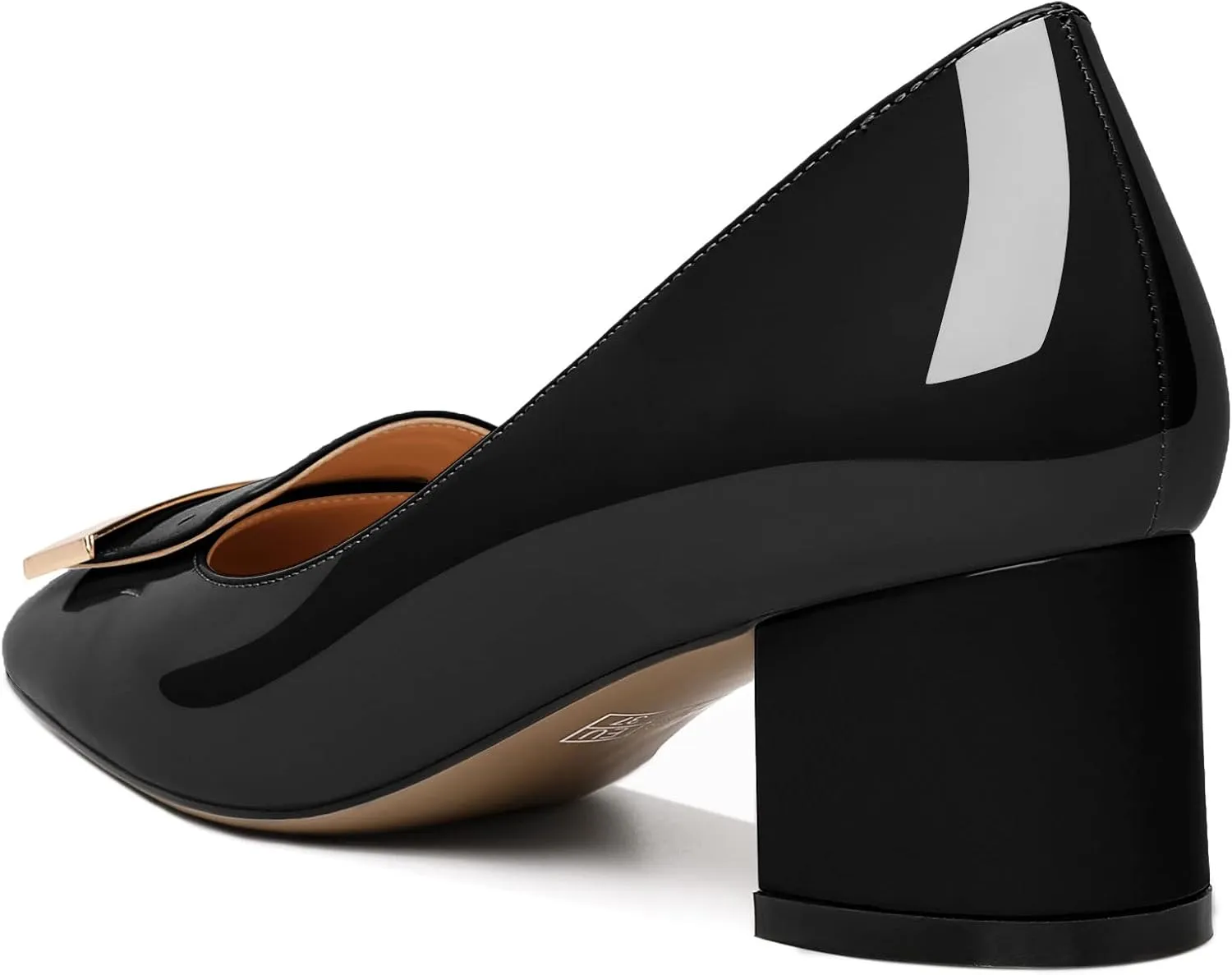 YODEKS Women's Low Block Heels Pumps Square Toe Chunky Heels Slip On 2 Inch Closed Toe Dressy Shoes
