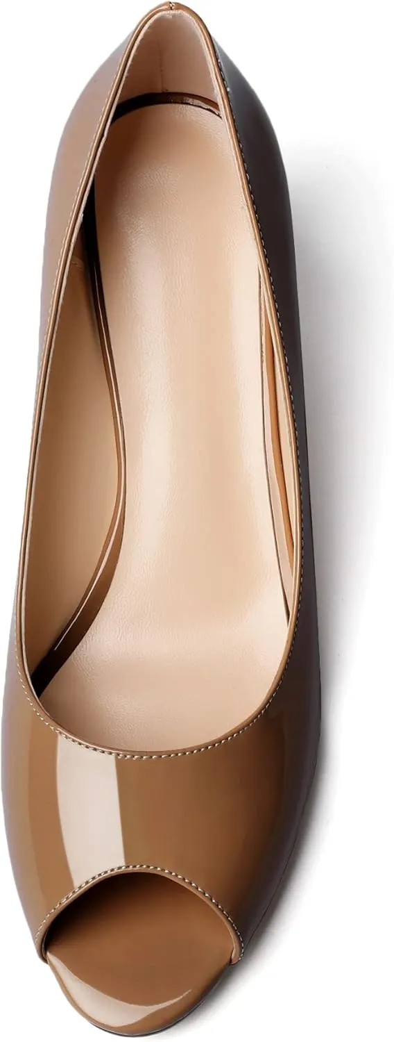YODEKS Women's Peep Toe Wedge Sandals Low Heel Pumps Open Toe Heeled Sandals Shoes