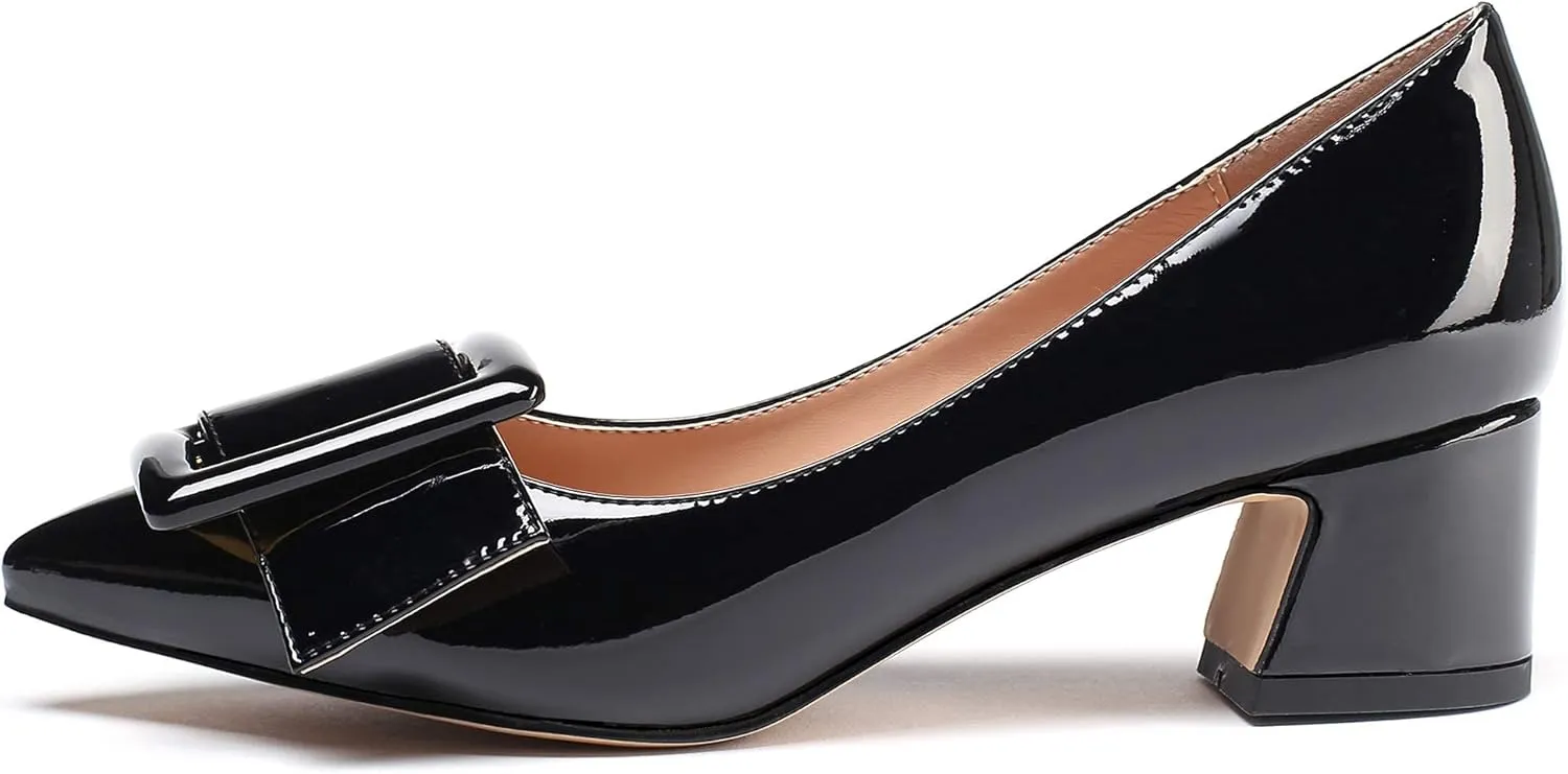 YODEKS Women’s Pointed Toe Pumps,2 Inches Chunky Block Heels Pumps,2 inches Classic Office Daily Dress Shoes
