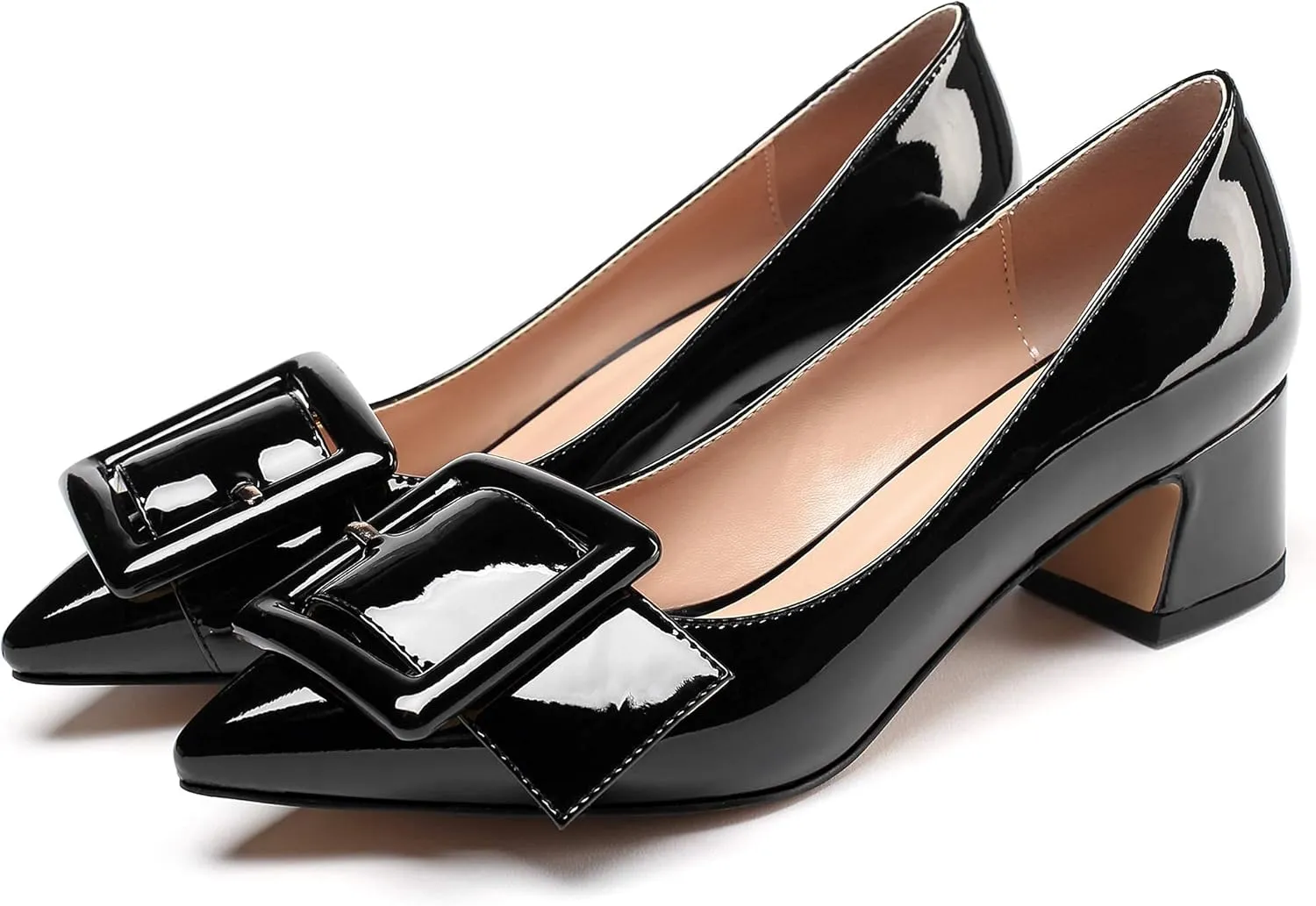 YODEKS Women’s Pointed Toe Pumps,2 Inches Chunky Block Heels Pumps,2 inches Classic Office Daily Dress Shoes
