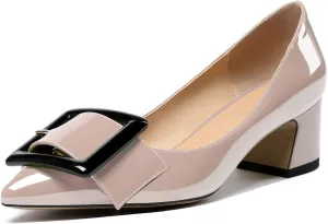 YODEKS Women’s Pointed Toe Pumps,2 Inches Chunky Block Heels Pumps,2 inches Classic Office Daily Dress Shoes