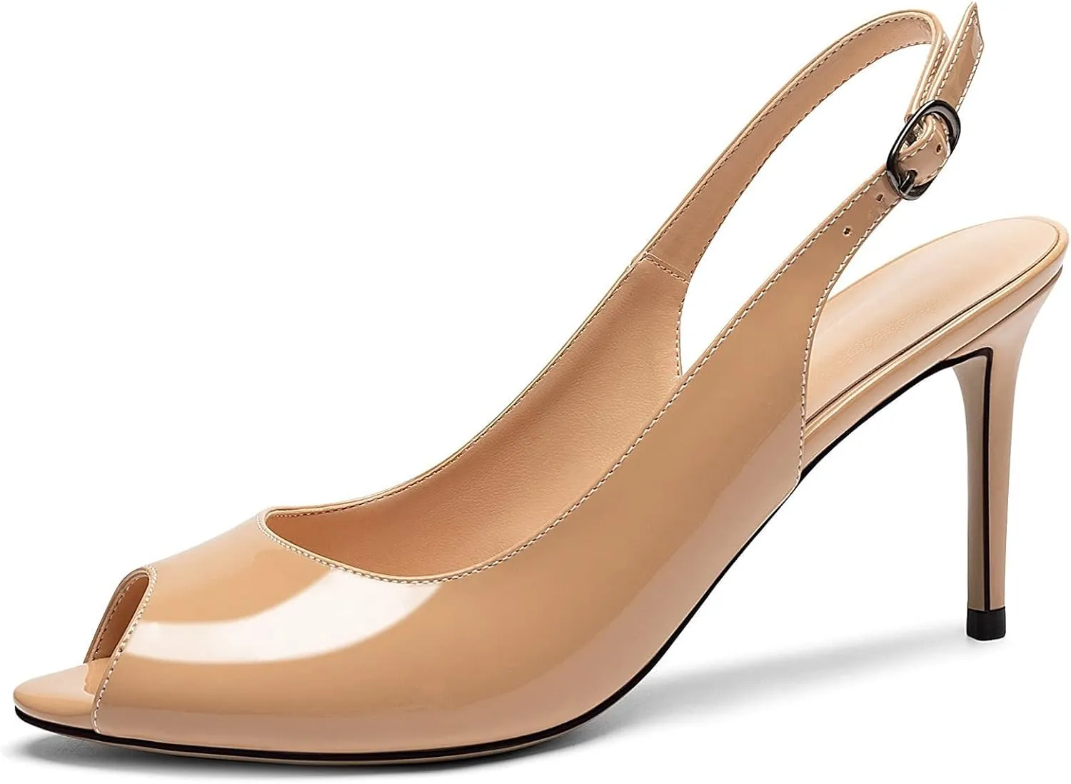 YODEKS Women's Slingback Peep Toe High Heel Pumps Stiletto Heel Shoes For Party Wedding Evening Night 3.5 Inch