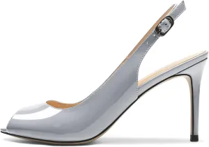YODEKS Women's Slingback Peep Toe High Heel Pumps Stiletto Heel Shoes For Party Wedding Evening Night 3.5 Inch