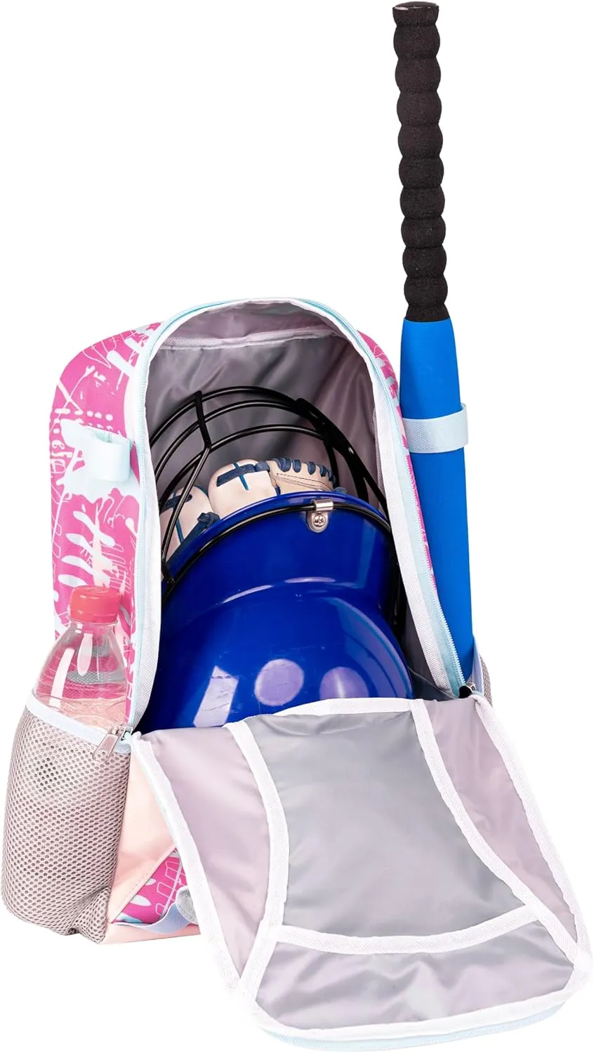 Youth Baseball Bat Bag Backpack, T-Ball & Softball Equipment Gear for Youth with Fence Hook, Lightweight Baseball Bat Backpack, Large Main Compartment for Helmet