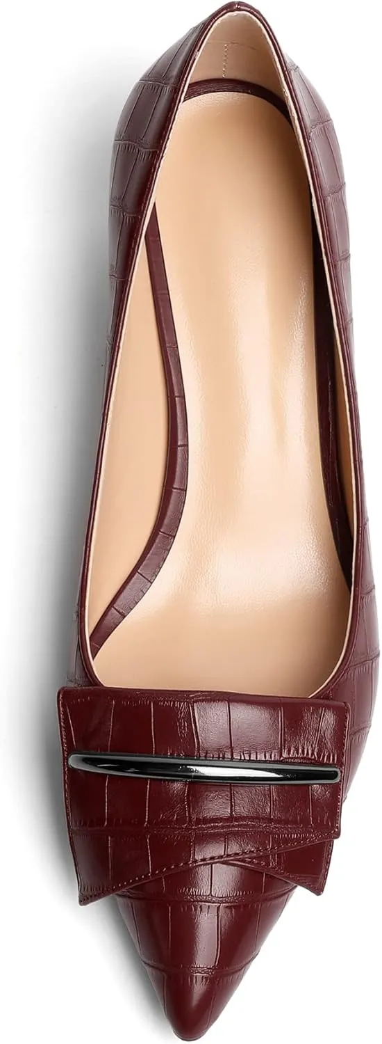 Zamikoo Women's Block Heel Pumps Low Heel Slip On Pointy Toe Wedding Dress Shoes US Size 5-13