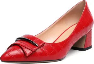Zamikoo Women's Block Heel Pumps Low Heel Slip On Pointy Toe Wedding Dress Shoes US Size 5-13