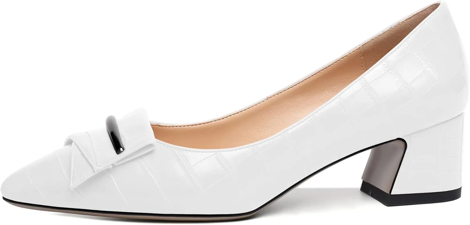 Zamikoo Women's Block Heel Pumps Low Heel Slip On Pointy Toe Wedding Dress Shoes US Size 5-13