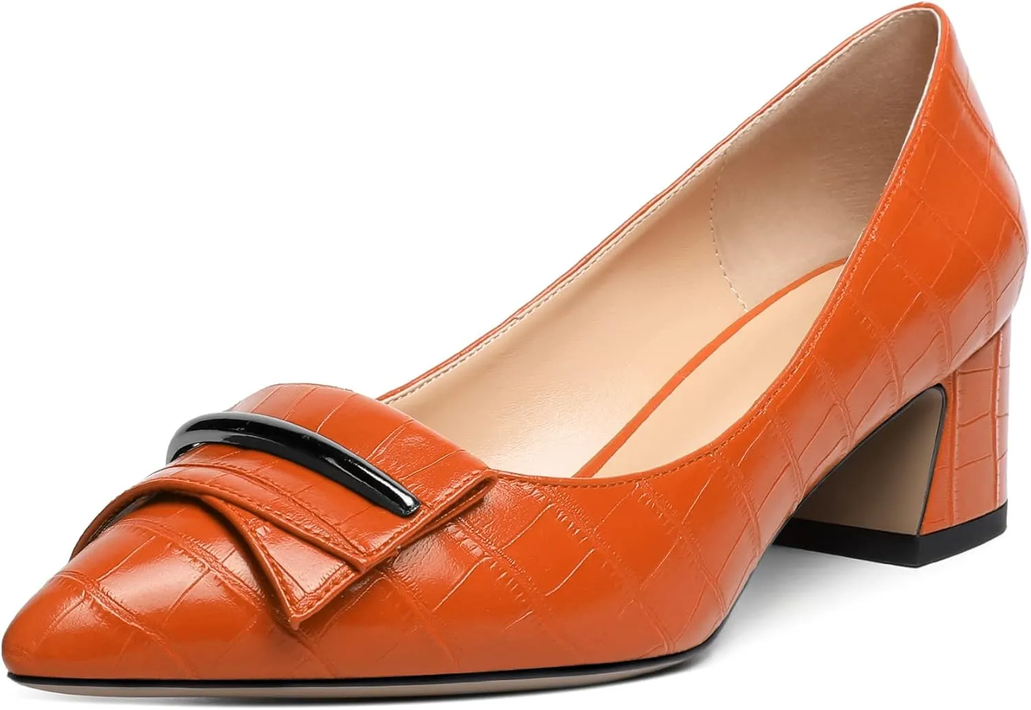 Zamikoo Women's Block Heel Pumps Low Heel Slip On Pointy Toe Wedding Dress Shoes US Size 5-13