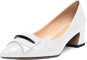 Zamikoo Women's Block Heel Pumps Low Heel Slip On Pointy Toe Wedding Dress Shoes US Size 5-13