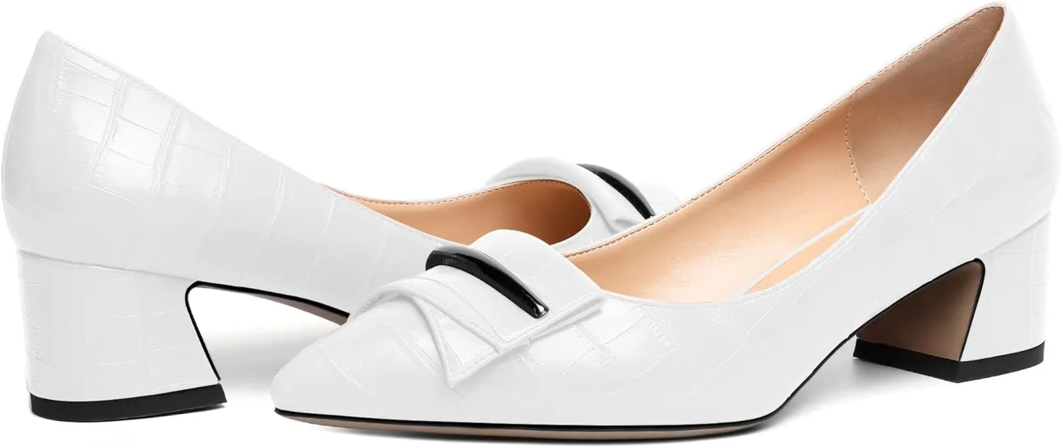 Zamikoo Women's Block Heel Pumps Low Heel Slip On Pointy Toe Wedding Dress Shoes US Size 5-13