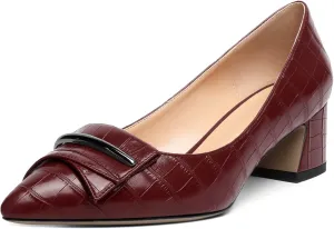 Zamikoo Women's Block Heel Pumps Low Heel Slip On Pointy Toe Wedding Dress Shoes US Size 5-13