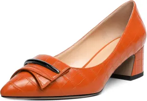 Zamikoo Women's Block Heel Pumps Low Heel Slip On Pointy Toe Wedding Dress Shoes US Size 5-13