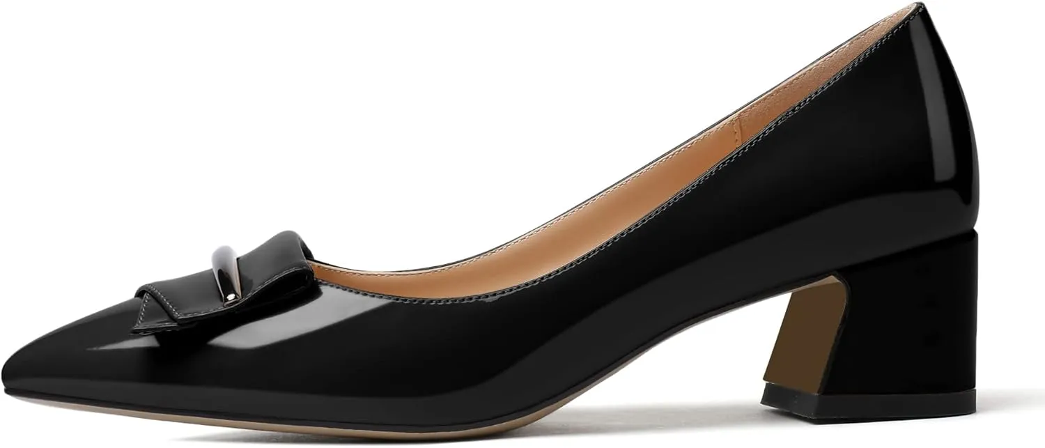 Zamikoo Women's Block Heel Pumps Low Heel Slip On Pointy Toe Wedding Dress Shoes US Size 5-13