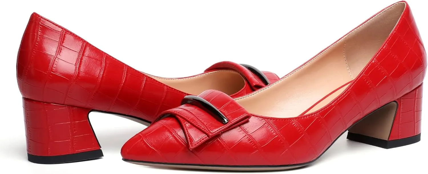 Zamikoo Women's Block Heel Pumps Low Heel Slip On Pointy Toe Wedding Dress Shoes US Size 5-13