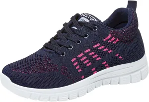 ZSpzx Summer Walking Shoes for Women Mesh Knit Breathable Running Sneakers Comfy Lightweight Non Slip Air Cushioned Daily Wear Arch Support Shoe Fashionable Mesh Ladies Casual Platform Footwear