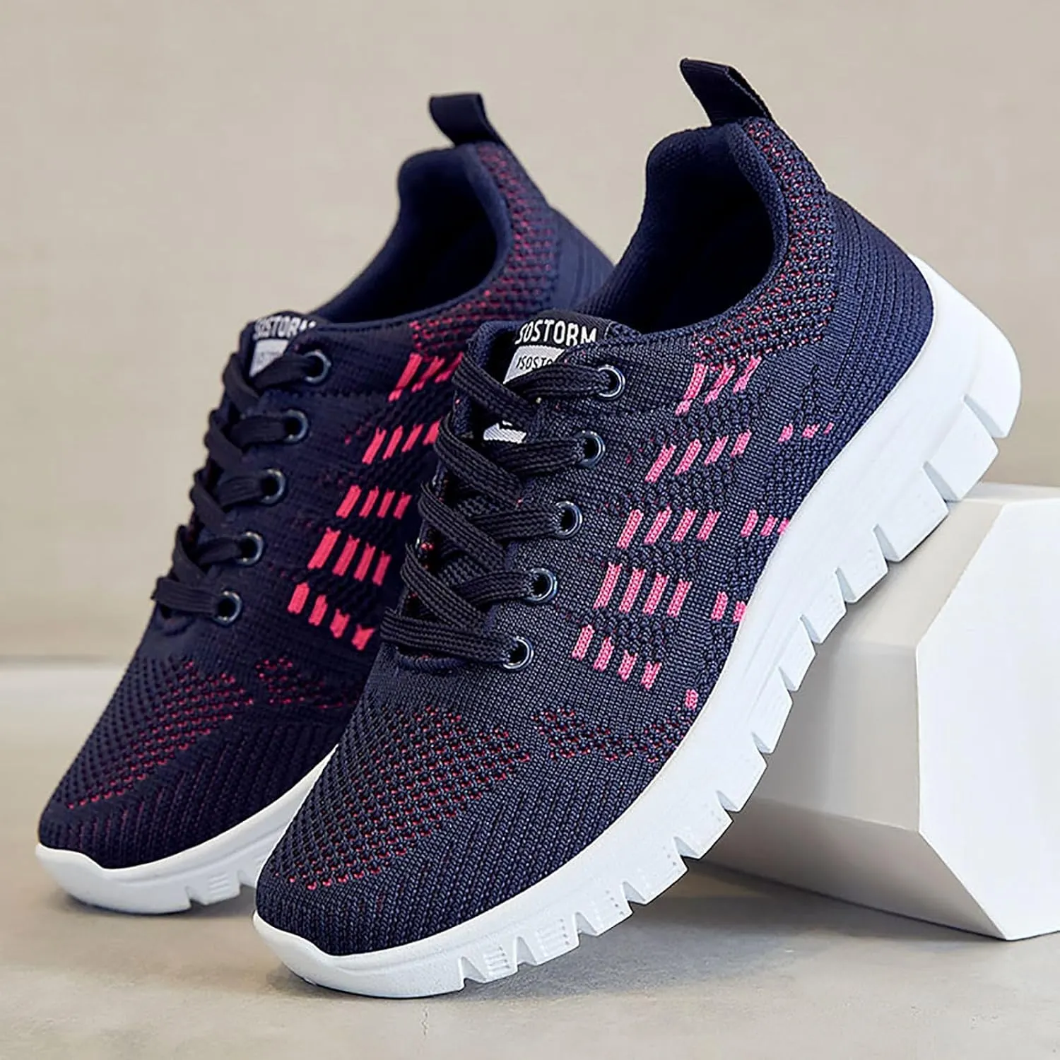 ZSpzx Summer Walking Shoes for Women Mesh Knit Breathable Running Sneakers Comfy Lightweight Non Slip Air Cushioned Daily Wear Arch Support Shoe Fashionable Mesh Ladies Casual Platform Footwear